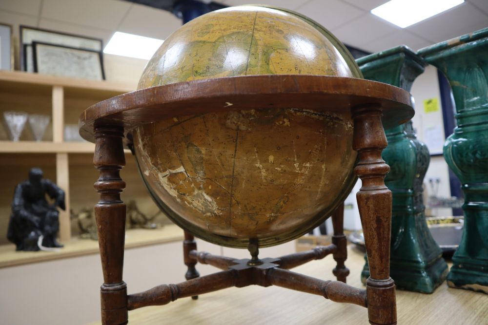 An early 19th century Smiths Celestial table globe, height 46cm (a.f.)